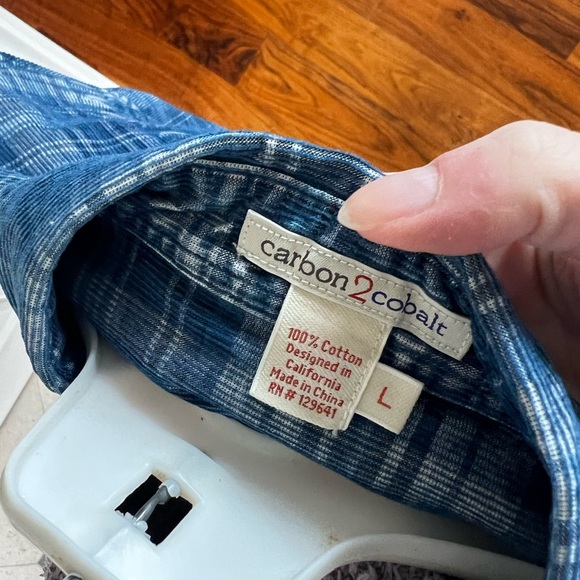 Men’s Large Blue Lightweight Corduroy Button Down Shirt - Picture 8 of 8